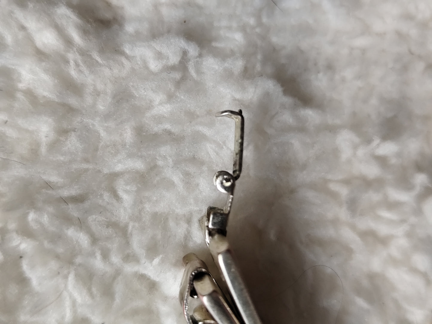 Bracelet vintage argenté à maillons rectangulaires bleu