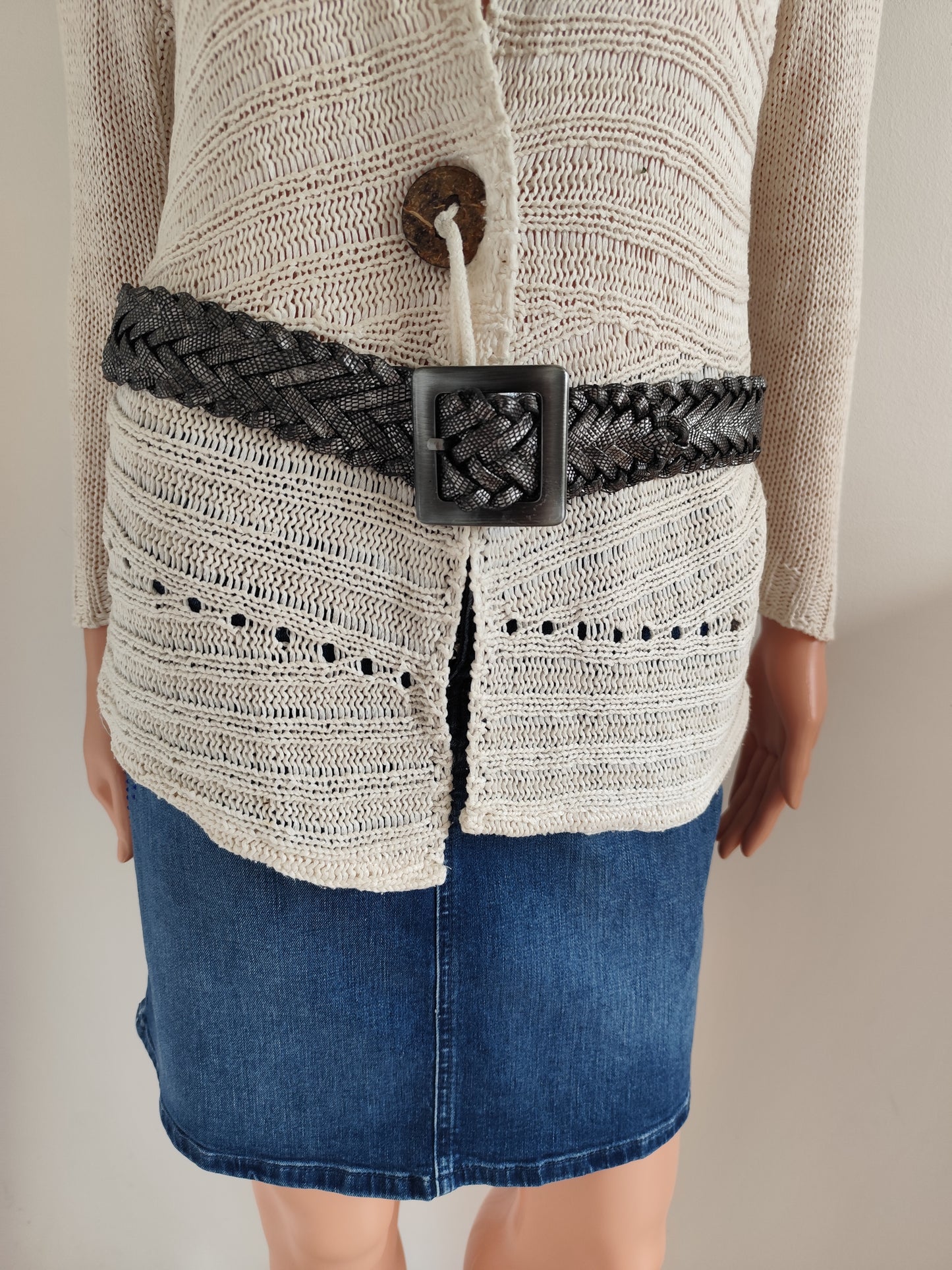 Ceinture Tressée Argentée Bohème – 90 cm