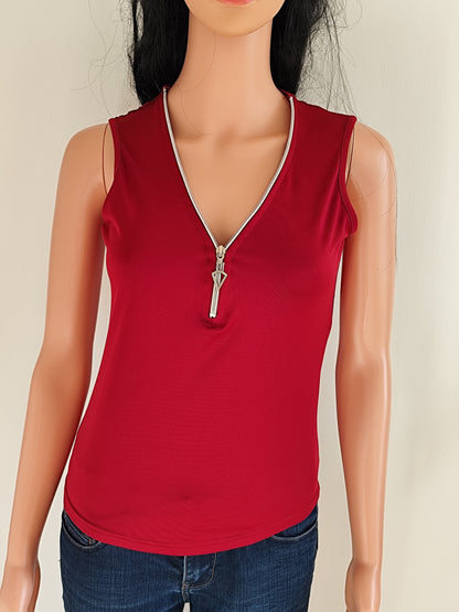 ❤️ Débardeur Rouge Zippé La City – Élégance et Modernité - Taille 34/36/XS