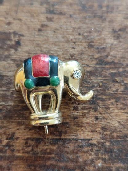 Broche vintage éléphant de cirque coloré
