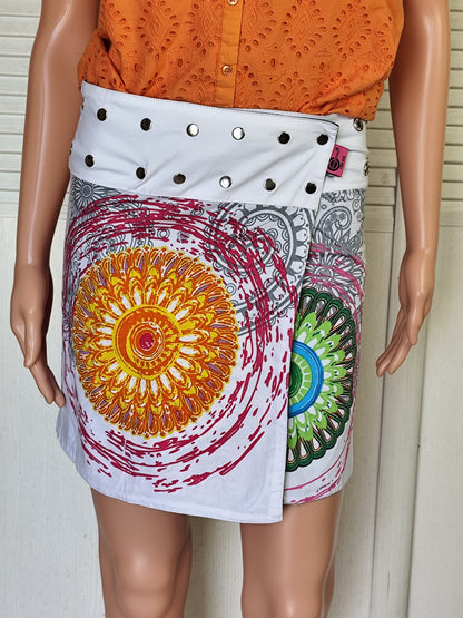 Jupe réversible Coton du Monde motifs mandalas - Taille unique