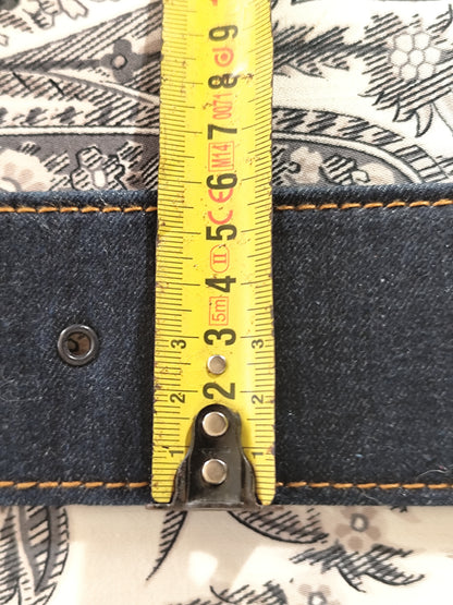 Ceinture large bi-matière denim bleu foncé – Longueur 100 cm