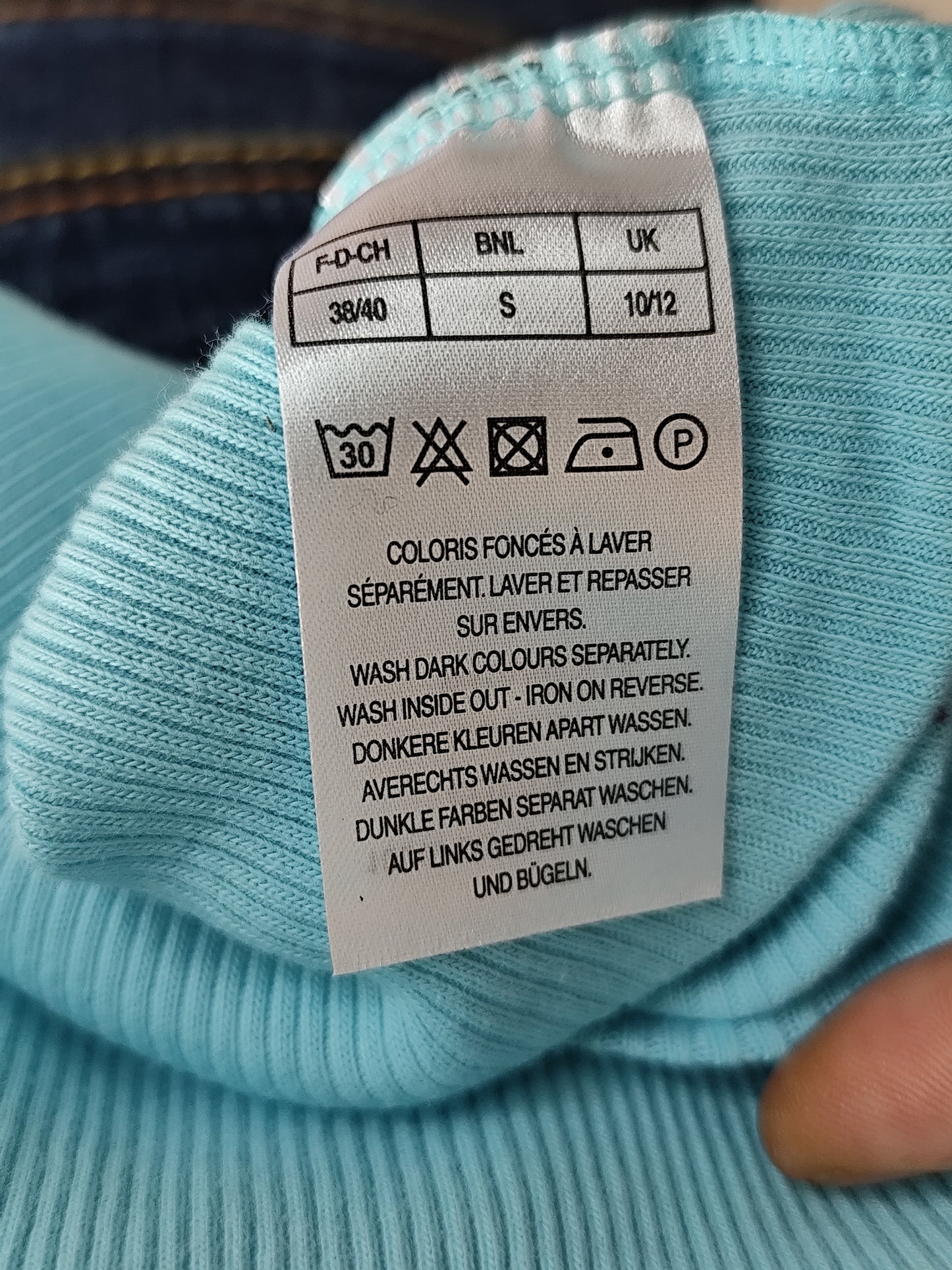 🌿 Haut bleu ajouré en coton – Damart - Taille 38/40 🌿