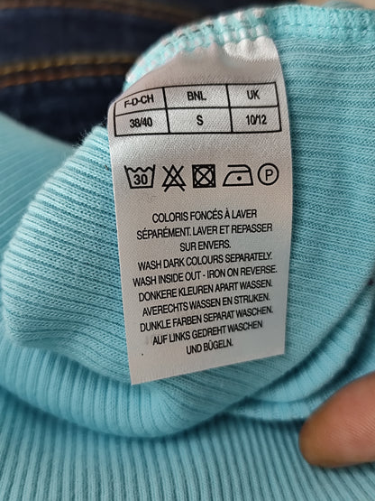 🌿 Haut bleu ajouré en coton – Damart - Taille 38/40 🌿