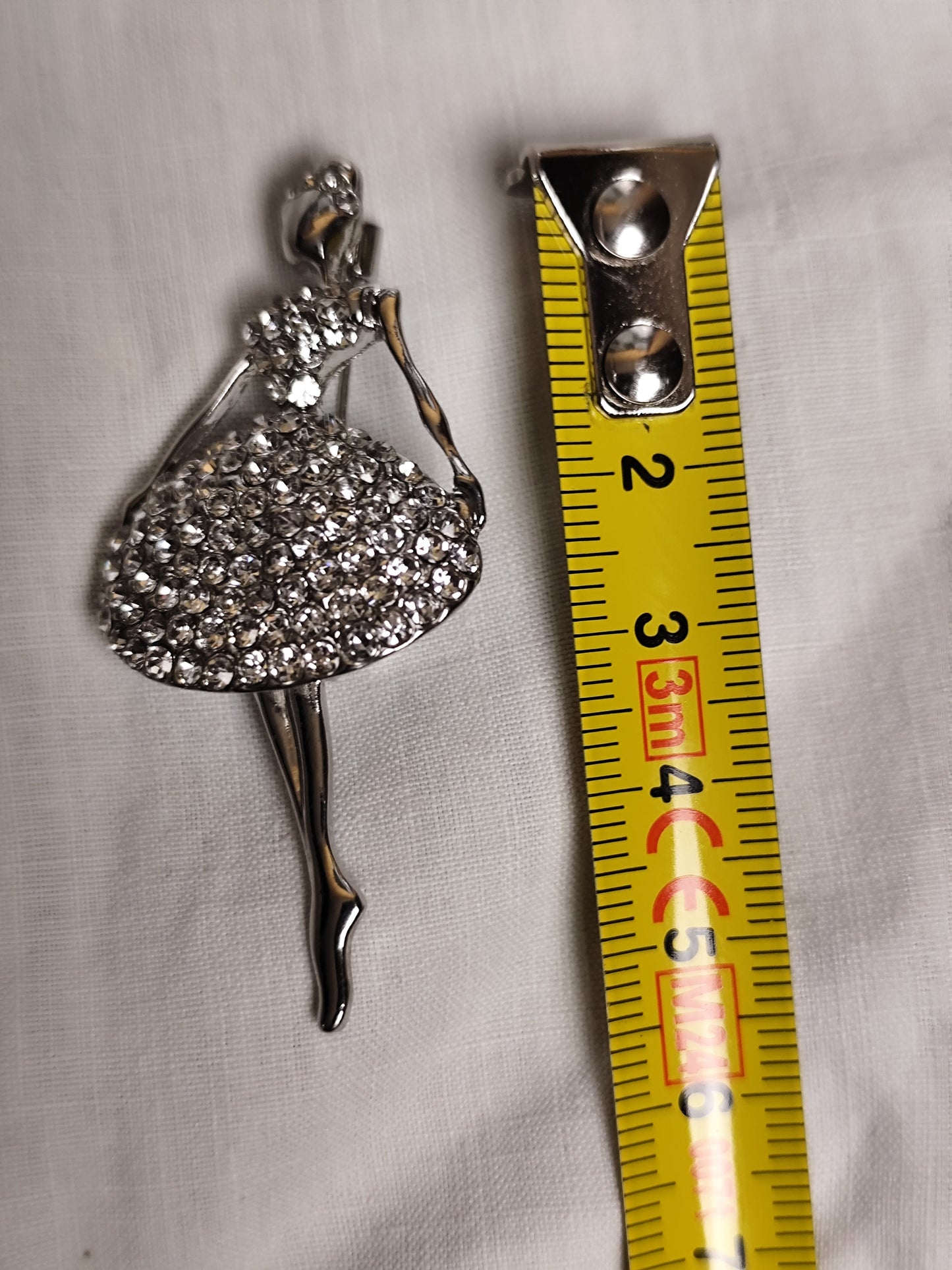 Broche  Ballerine en Strass Argentés