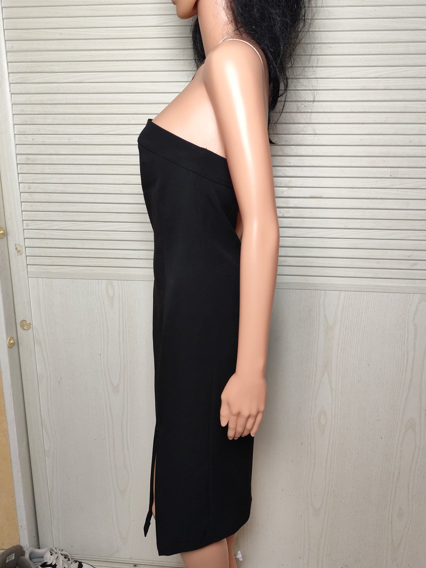 Robe bustier noire fendue coupe fourreau – Naf Naf – Taille 38
