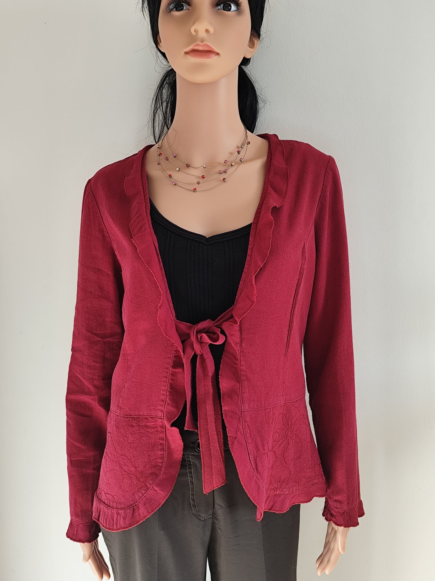 Veste Rouge en Lin Mélangé – Élégance Décontractée - Taille 40/42