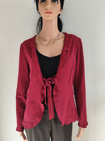 Veste Rouge en Lin Mélangé – Élégance Décontractée - Taille 40/42