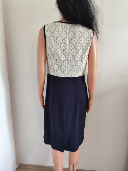 Robe bleu marine & dentelle blanche – Christine Laure – T42/44