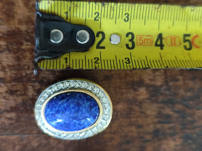 Boucles d’oreilles ovales bleues à strass – Vintage années 80