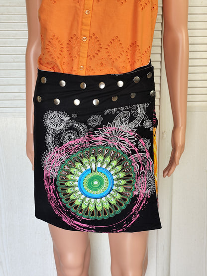 Jupe réversible Coton du Monde motifs mandalas - Taille unique
