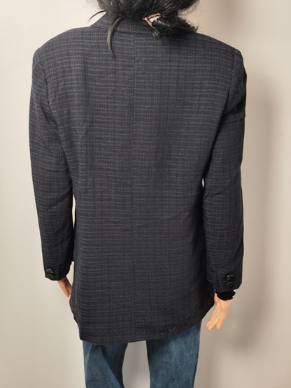 Veste blazer vintage longue à carreaux- 61%  laine – Un Jour Ailleurs – Taille 42