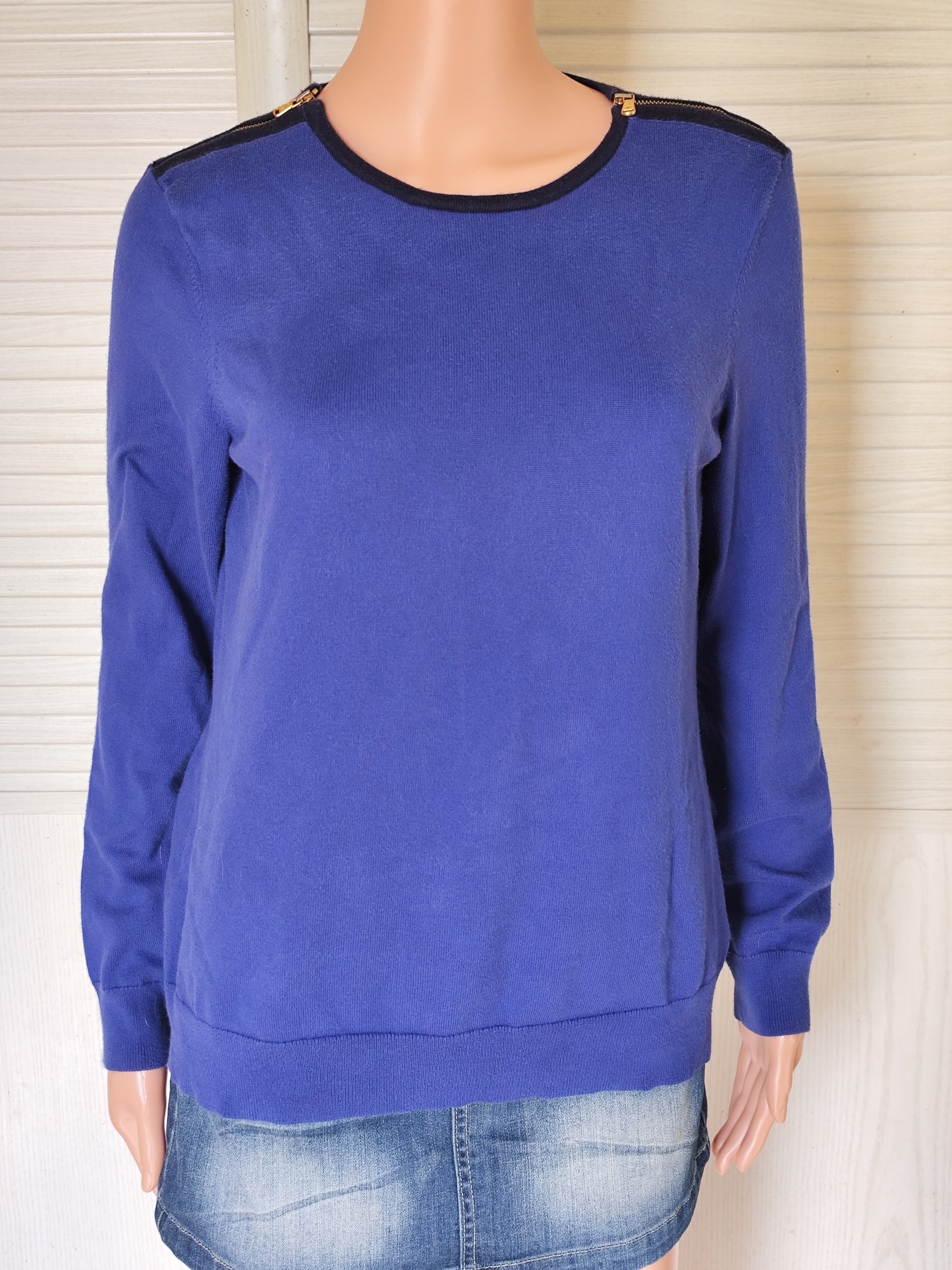 Pull bleu électrique à zip épaule Lauren Ralph Lauren -Taille 38