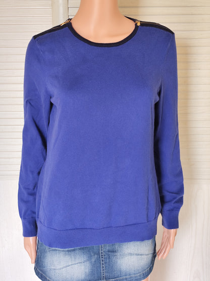 Pull bleu électrique à zip épaule Lauren Ralph Lauren -Taille 38