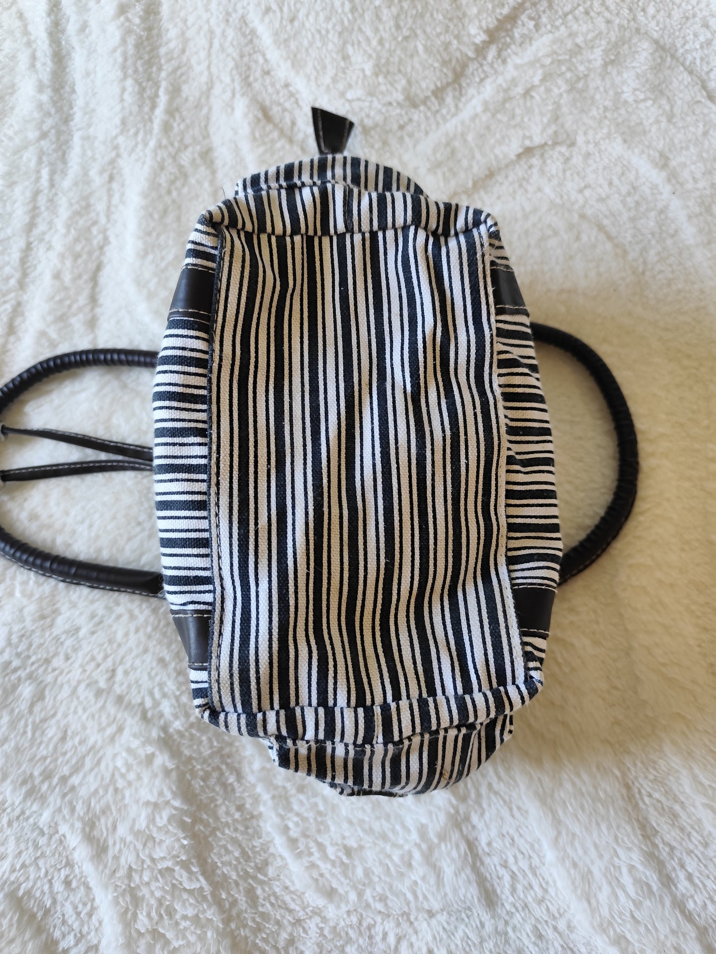 Sac Cabas Rayé en Toile – Noir & Blanc – Style Casual Chic